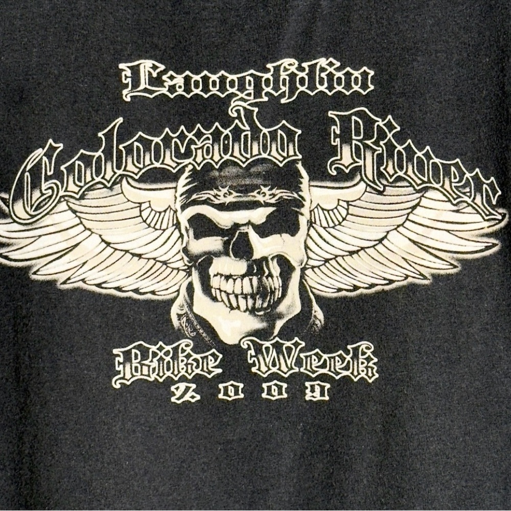 Vintage Laughlin Bike Week 2009 Delta Tag Black Skull Graphic Tee - Picture 5 of 7